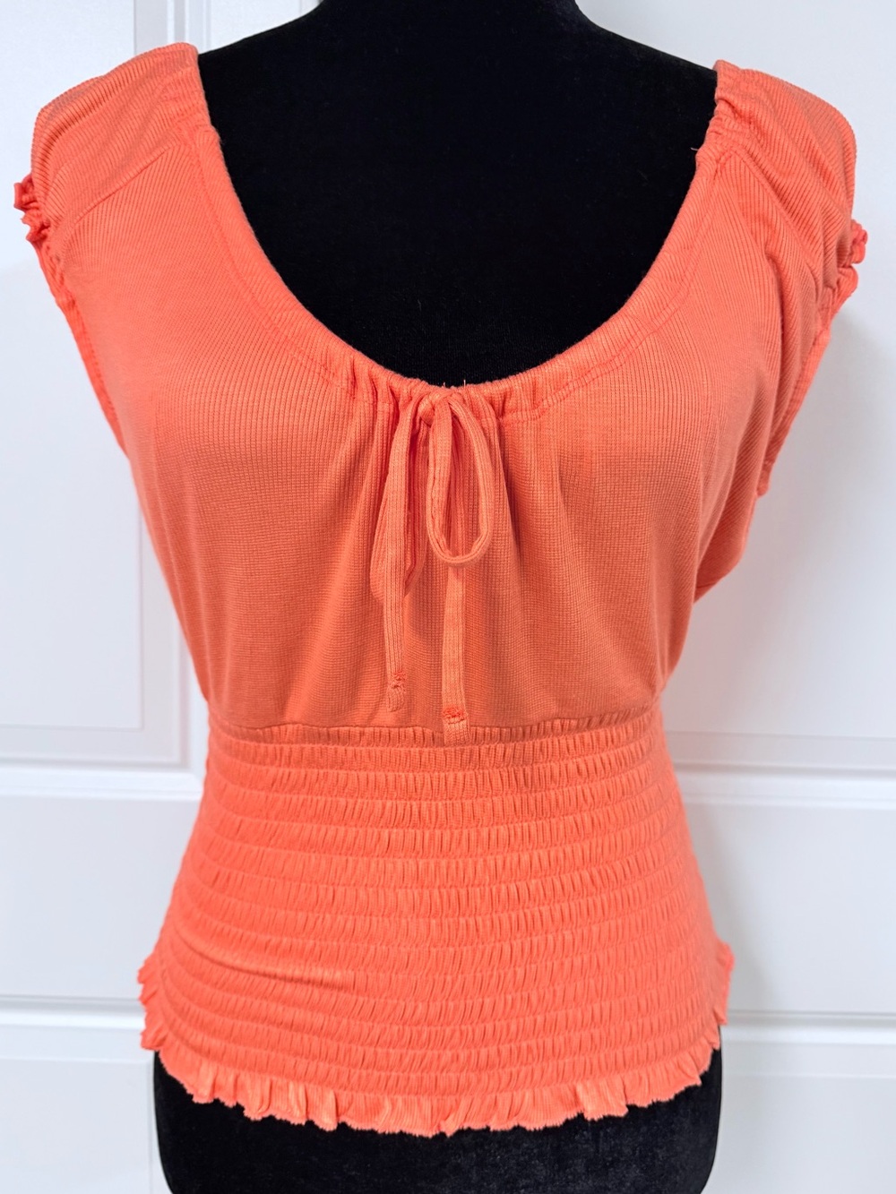 Bar lll Smocked Scoop Neck Midriff Top